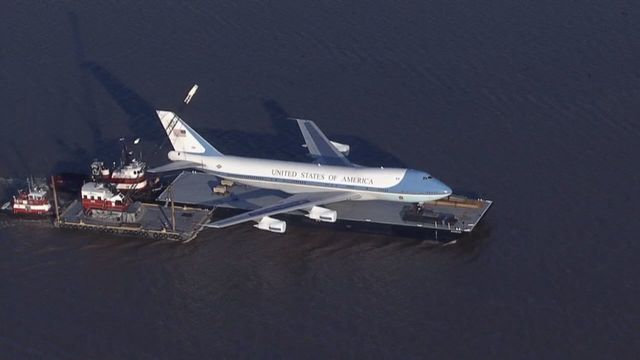 Air Force One Seen Being Moved On A Barge Airlive