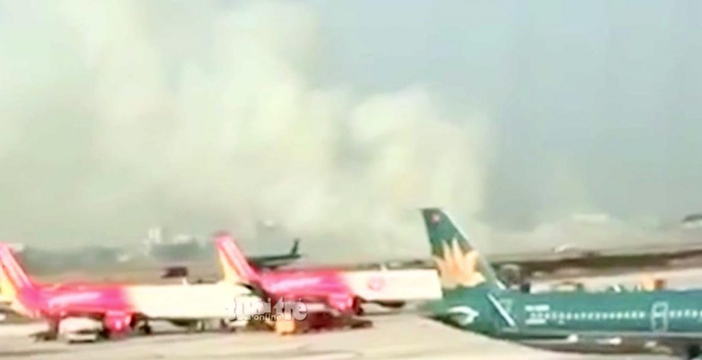 Incident Ho Chi Minh Airport Grass Caught Fire Following Vietnam