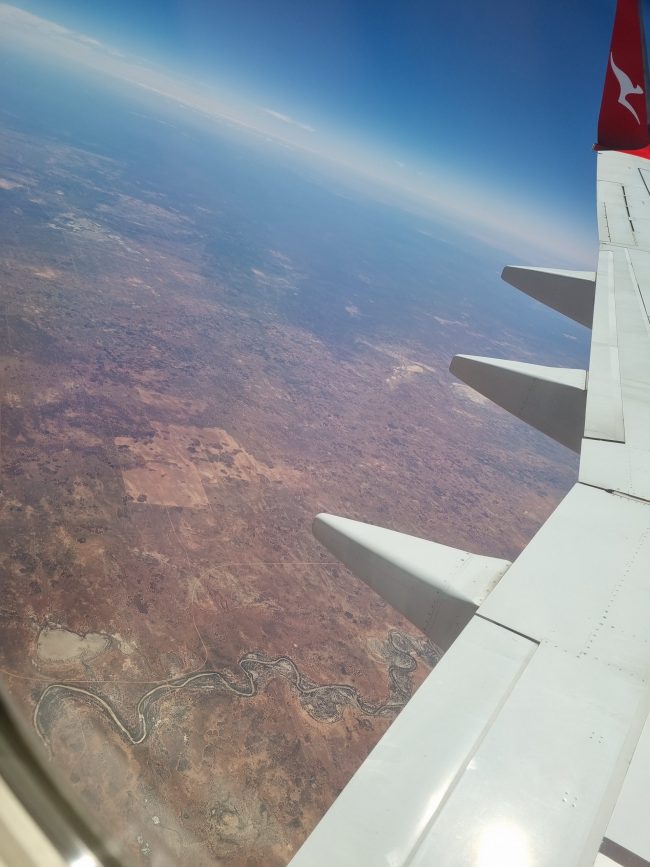 Qantas flight ADL-BNE on a 738 (VH-VYD), showing the interior of South Australia