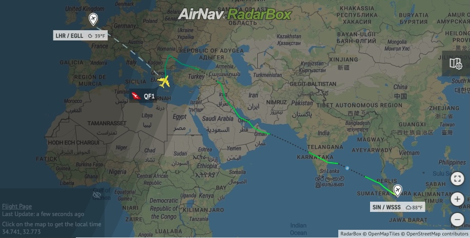 Passengers of Qantas #QF1 to London Heathrow stuck in Athens AIRLIVE