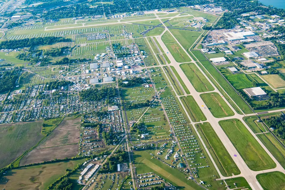 A taxiway is getting used as runway due heavy site visitors for EAA AirVenture Oshkosh tournament